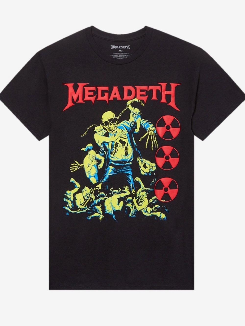 🆕 Megadeth Vic Rattlehead Vs Ghouls Radioactive T-Shirt Black & Red Large